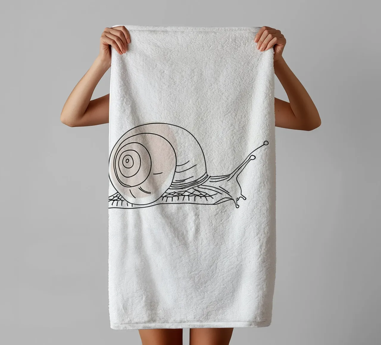 Minimalist Line Drawing of a Snail | Modern Abstract Art towel by Viv Line Art