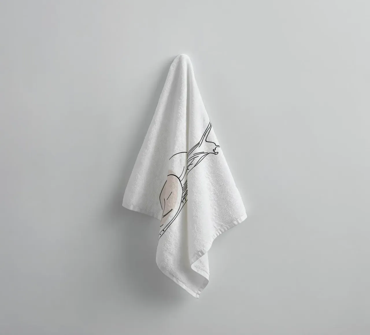 Minimalist Line Drawing of a Snail | Modern Abstract Art towel by Viv Line Art