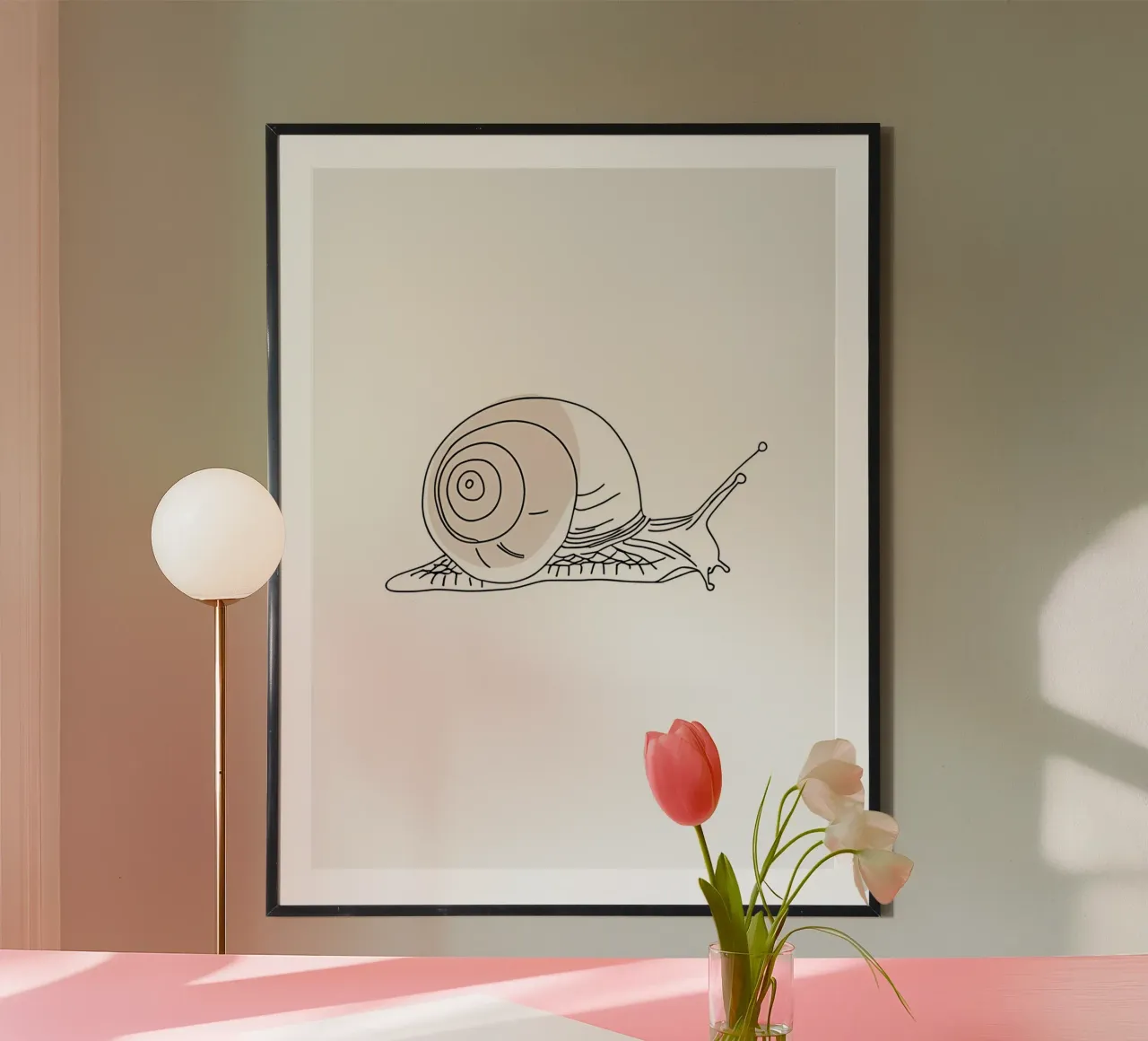 Minimalist Line Drawing of a Snail | Modern Abstract Art hahnemühle by Viv Line Art