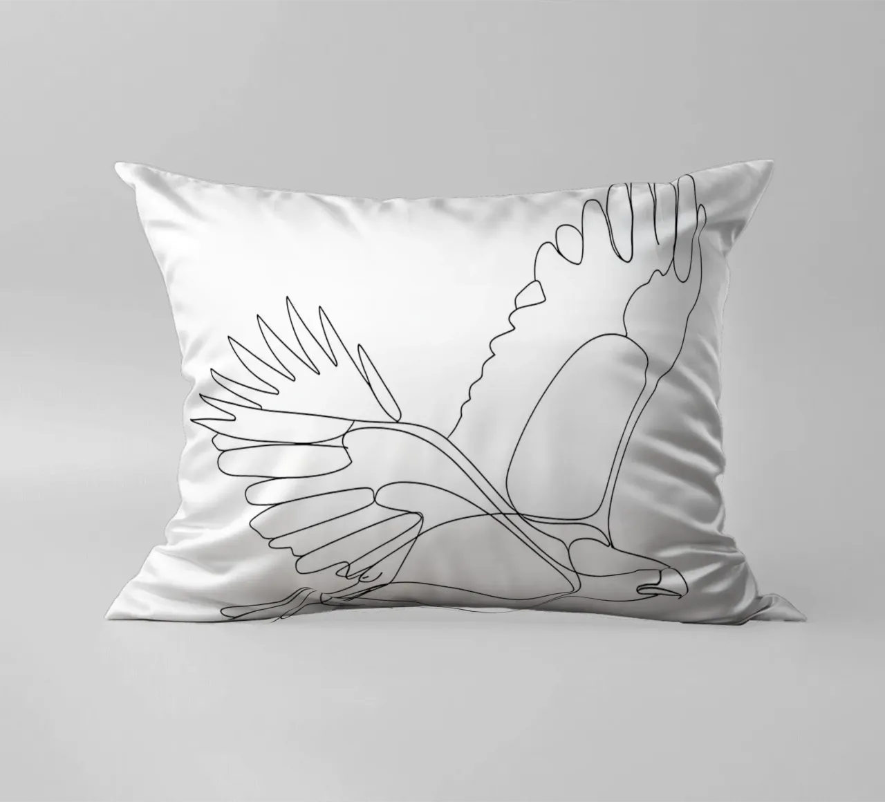 Minimalist Line Drawing of an Eagle in Flight | Modern Abstr decorative cushion by Viv Line Art