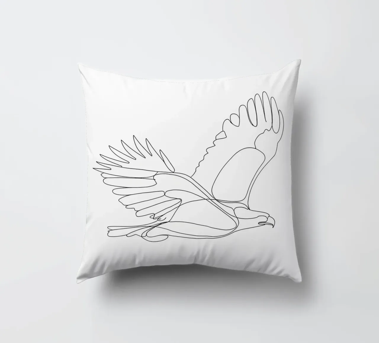 Minimalist Line Drawing of an Eagle in Flight | Modern Abstr decorative cushion by Viv Line Art