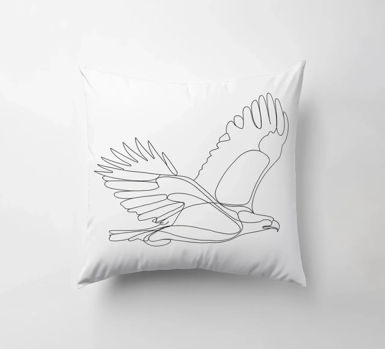 Minimalist Line Drawing of an Eagle in Flight | Modern Abstr decorative cushion by Viv Line Art