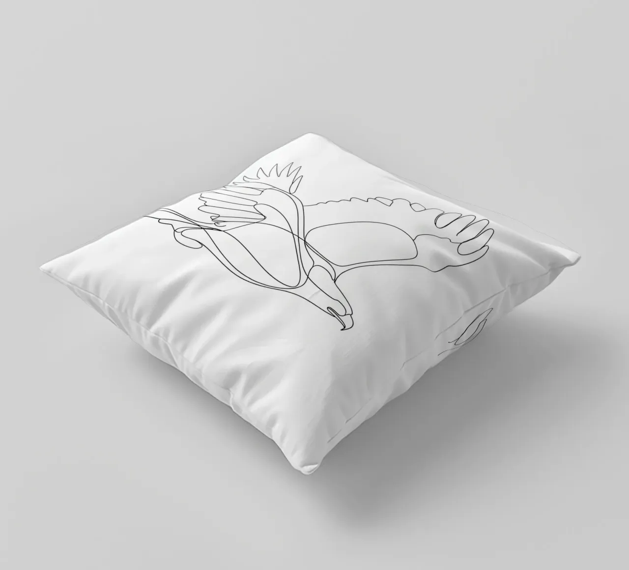 Minimalist Line Drawing of an Eagle in Flight | Modern Abstr decorative cushion by Viv Line Art