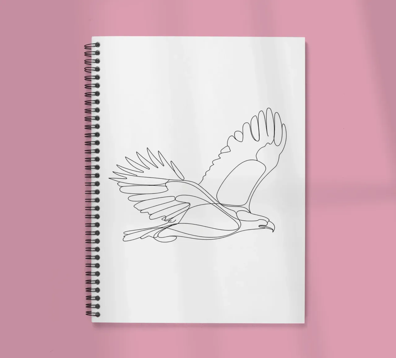 Minimalist Line Drawing of an Eagle in Flight | Modern Abstr spiral notebook by Viv Line Art