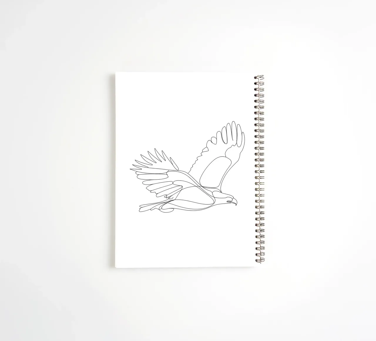 Minimalist Line Drawing of an Eagle in Flight | Modern Abstr spiral notebook by Viv Line Art