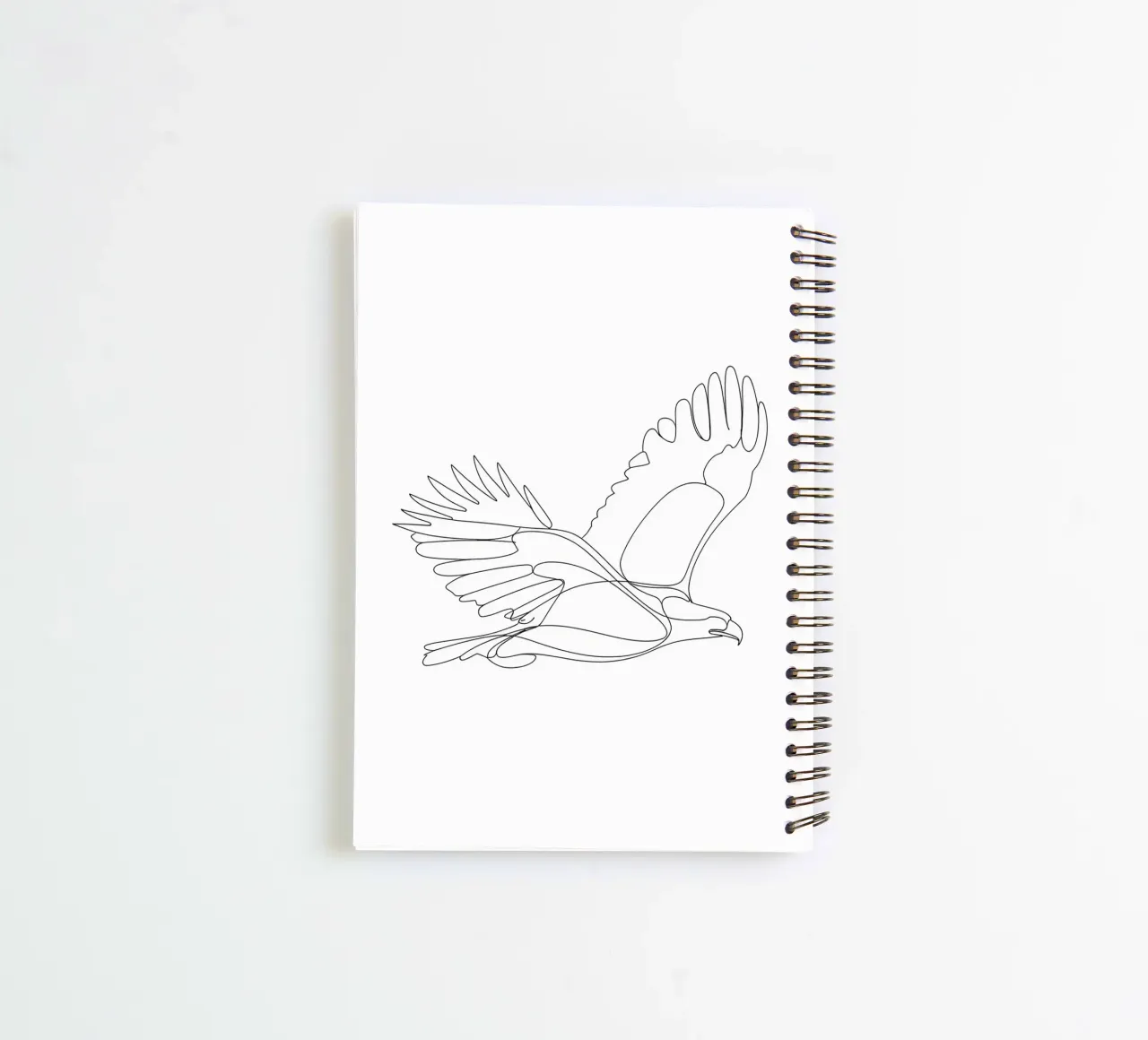 Minimalist Line Drawing of an Eagle in Flight | Modern Abstr spiral notebook by Viv Line Art