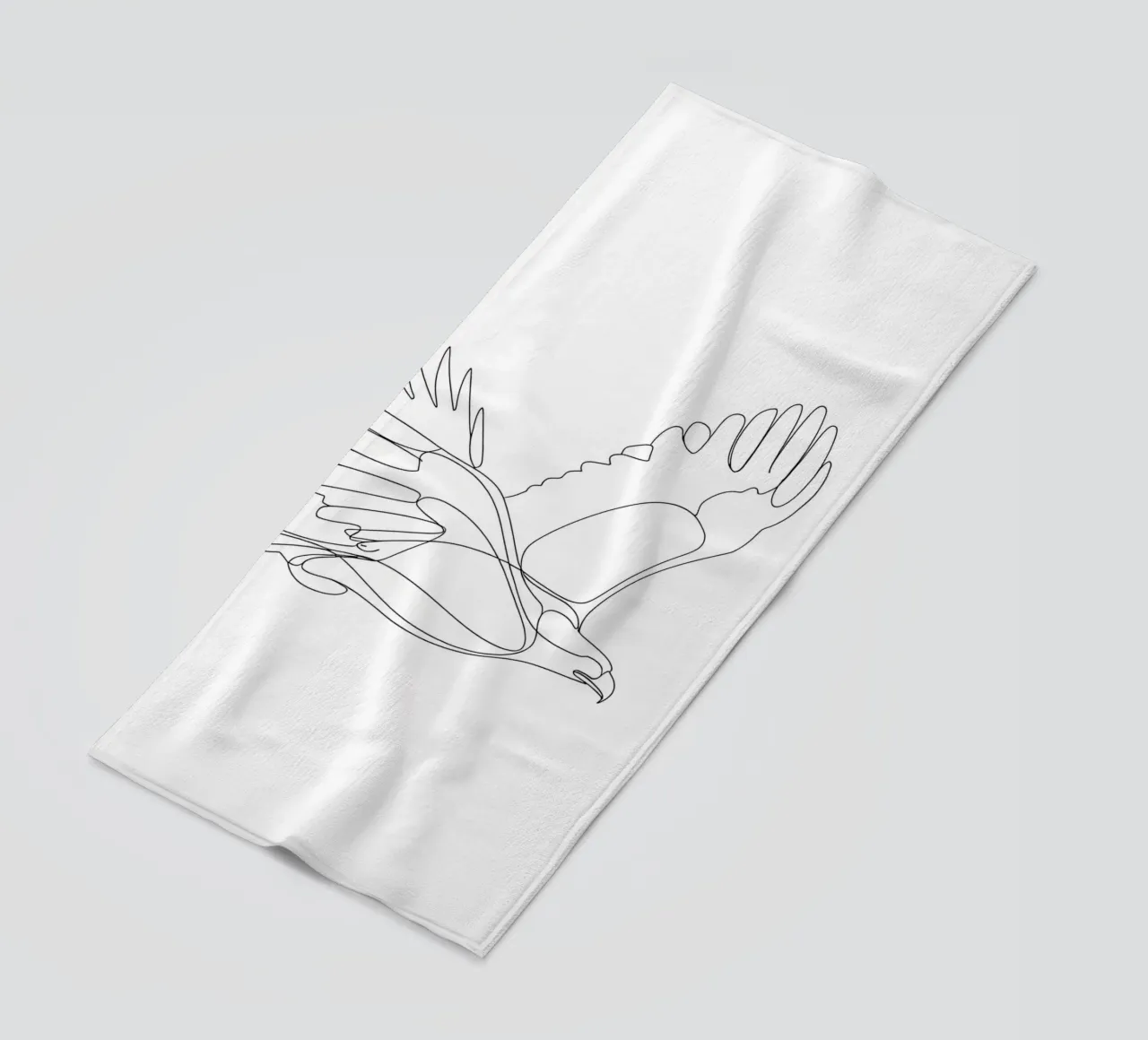 Dessin au trait minimaliste d'un aigle en vol | Modern Abstr serviette de plage de Viv Line Art