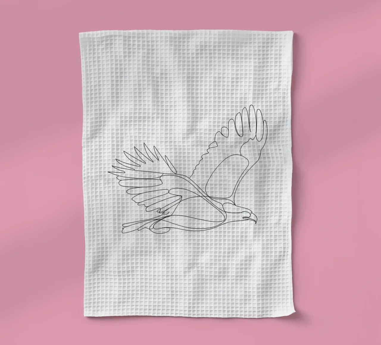 Dessin au trait minimaliste d'un aigle en vol | Modern Abstr torchon de Viv Line Art