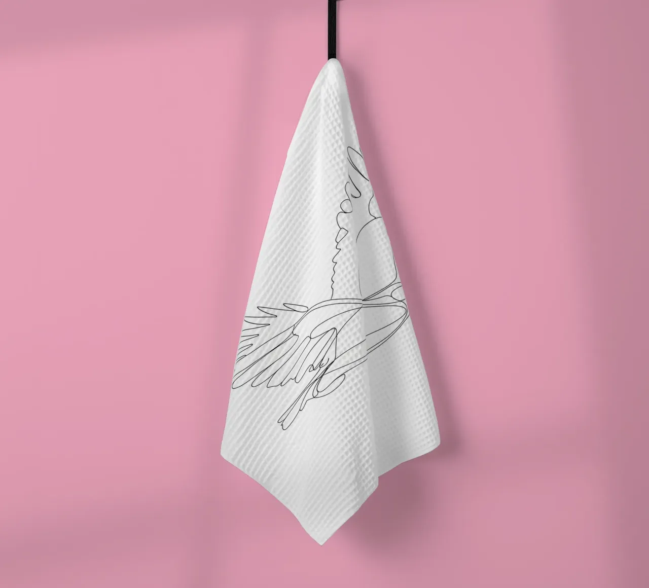 Dessin au trait minimaliste d'un aigle en vol | Modern Abstr torchon de Viv Line Art