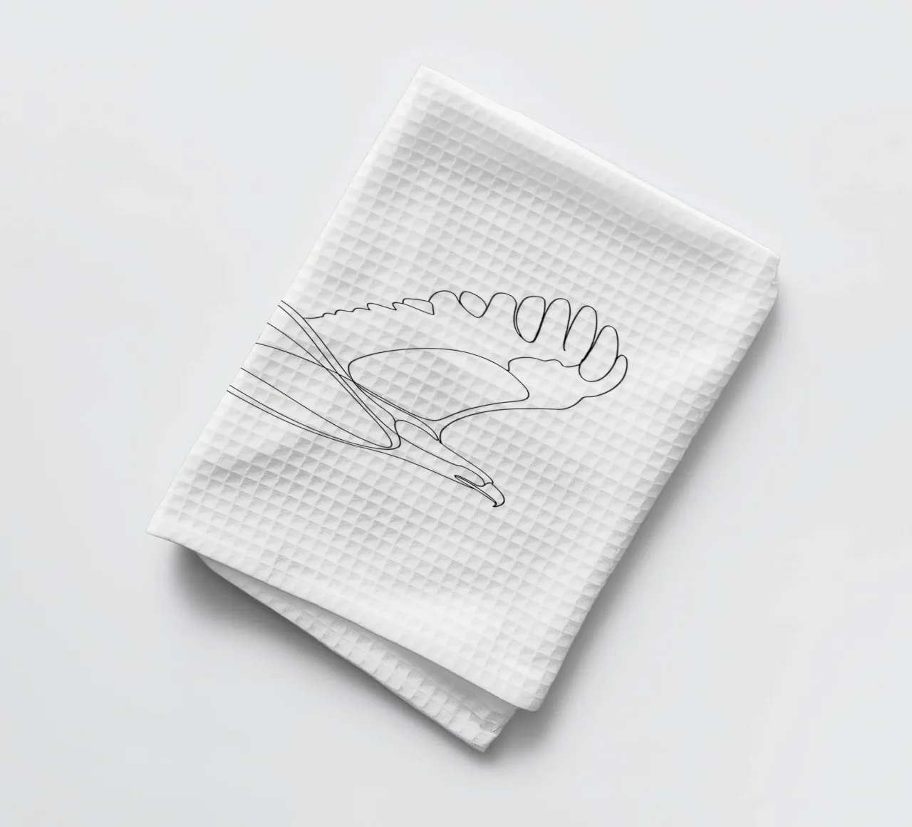 Dessin au trait minimaliste d'un aigle en vol | Modern Abstr torchon de Viv Line Art