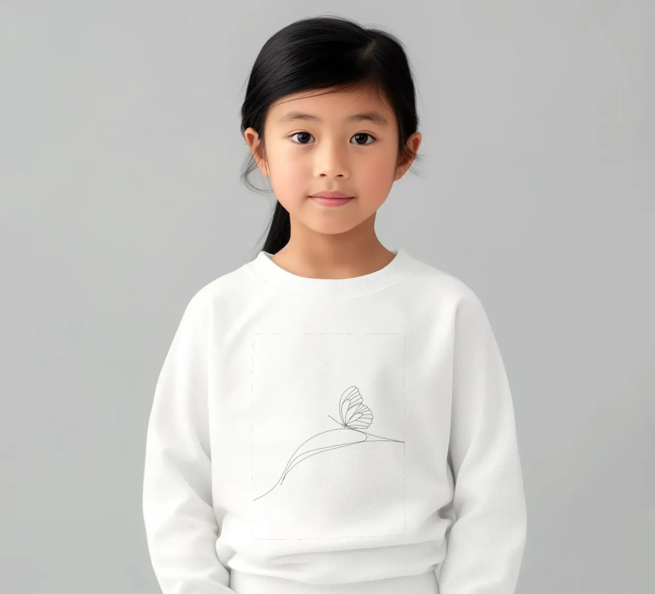 Minimalist Line Drawing of a Butterfly | Modern Abstract Art kids sweatshirt by Viv Line Art