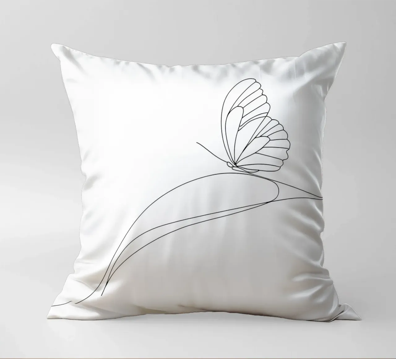 Minimalist Line Drawing of a Butterfly | Modern Abstract Art decorative cushion by Viv Line Art