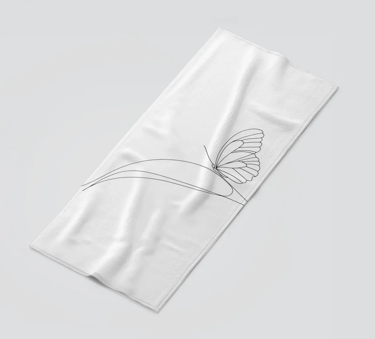 Minimalist Line Drawing of a Butterfly | Modern Abstract Art beach towel by Viv Line Art