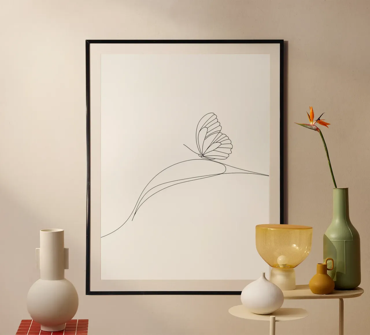 Minimalistische Linienzeichnung eines Schmetterlings | Moderne abstrakte Kunst Hahnemühle von Viv Line Art