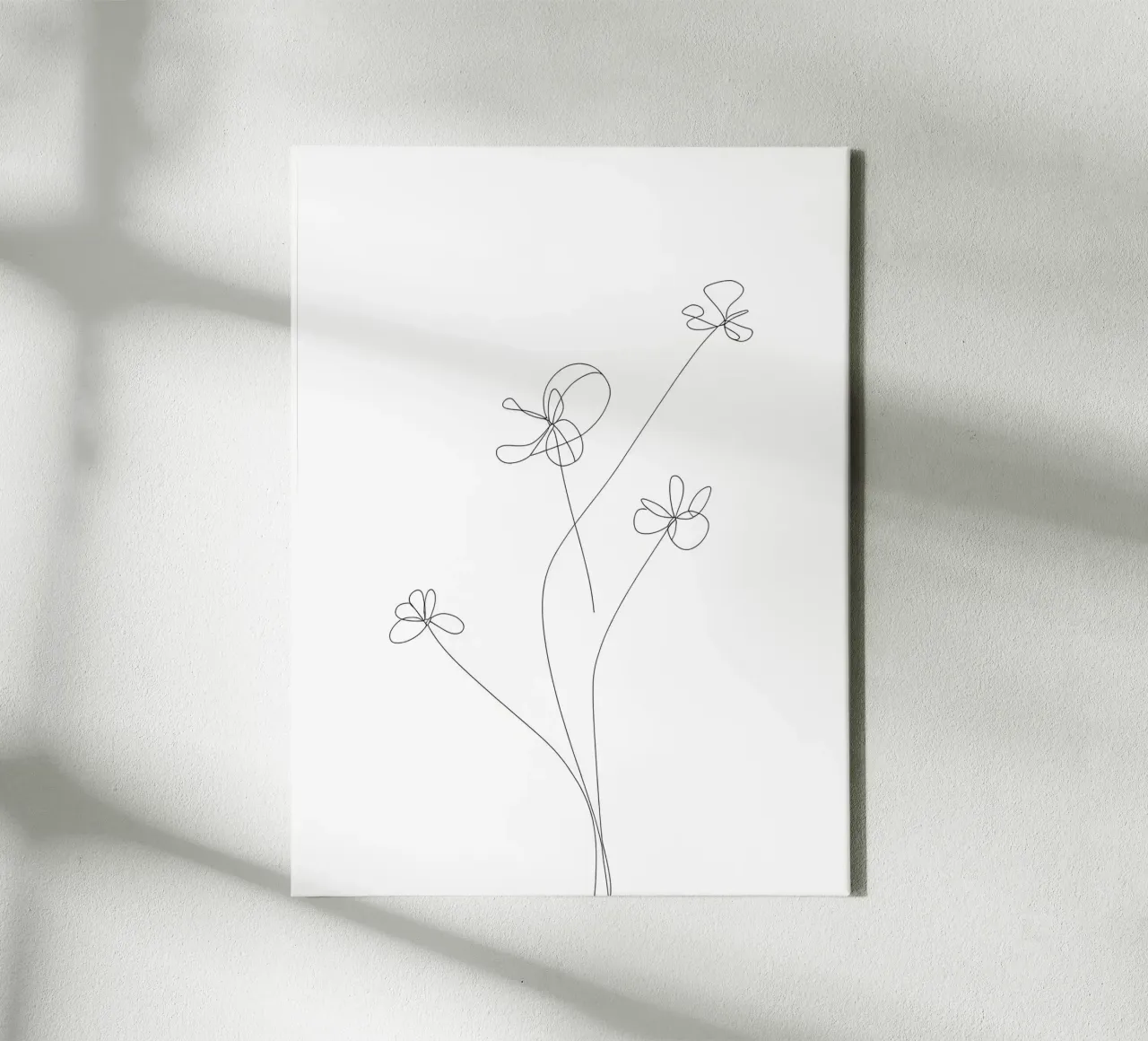 Minimalist Line Drawing of Dahlias | Modern Abstract Art canvas with Floater frame by Viv Line Art