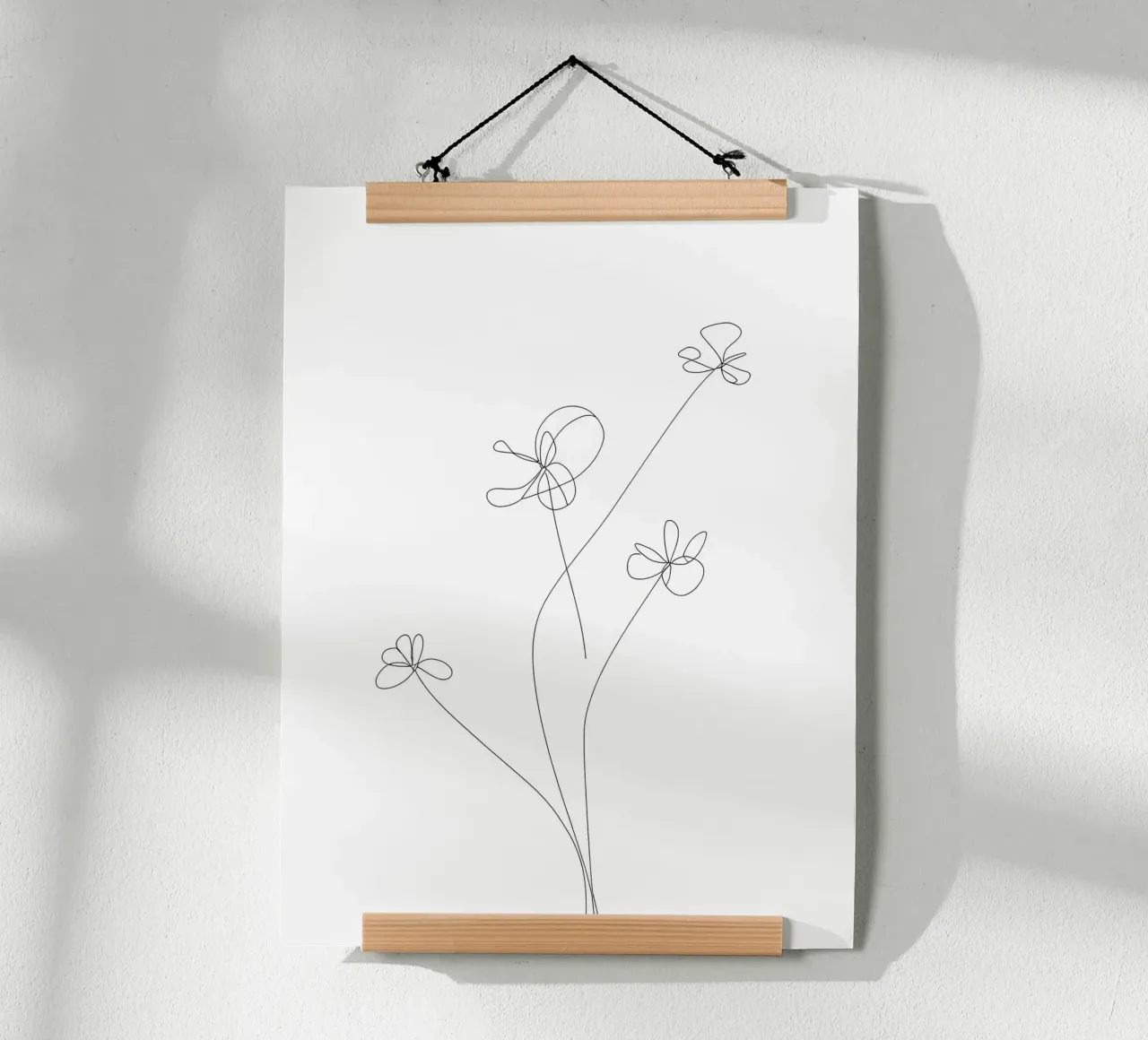 Dessin au trait minimaliste de dahlias | Modern Abstract Art poster de Viv Line Art