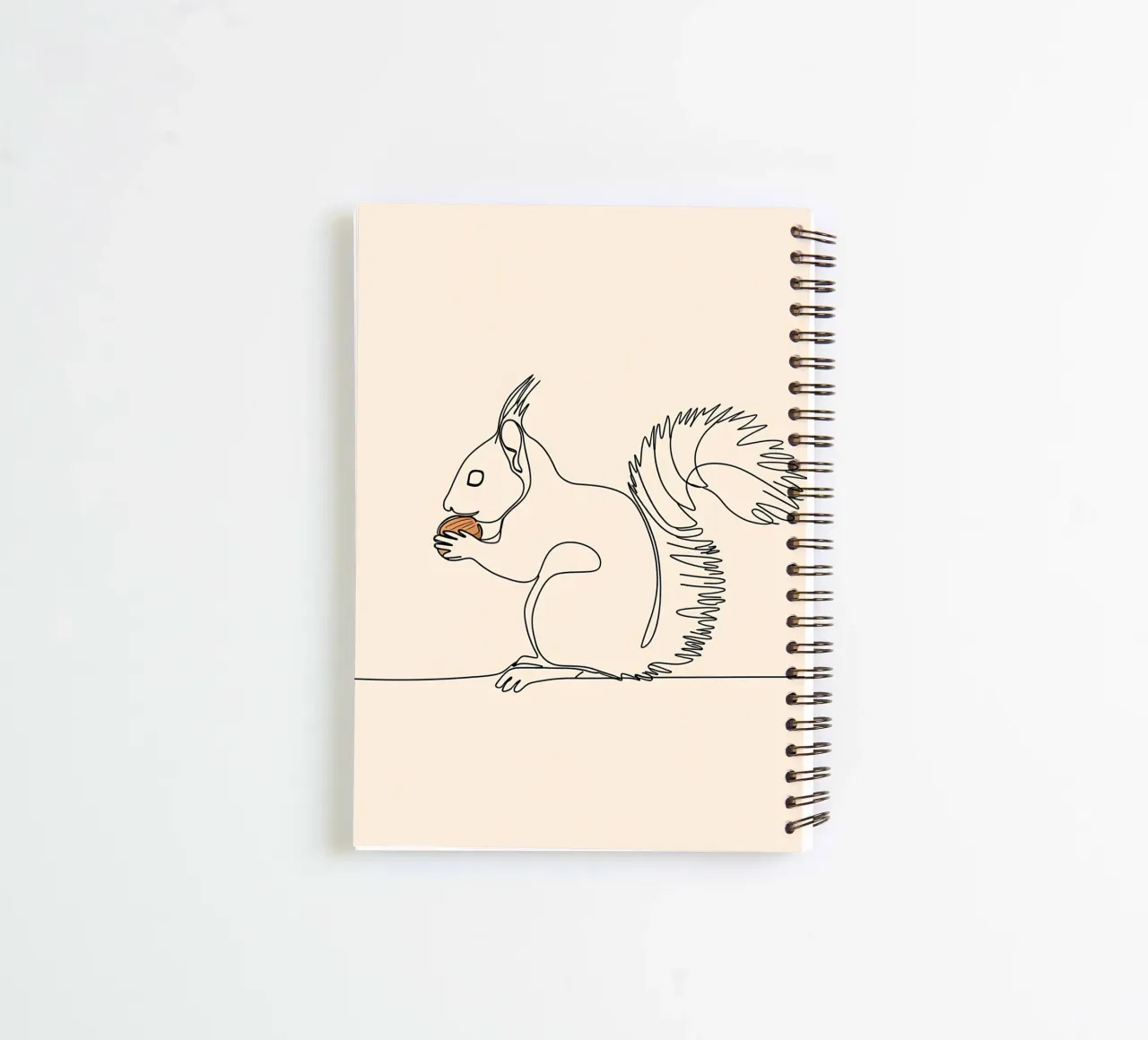 Minimalist Line Drawing of a Squirrel Eating a Nut | Modern spiral notebook by Viv Line Art