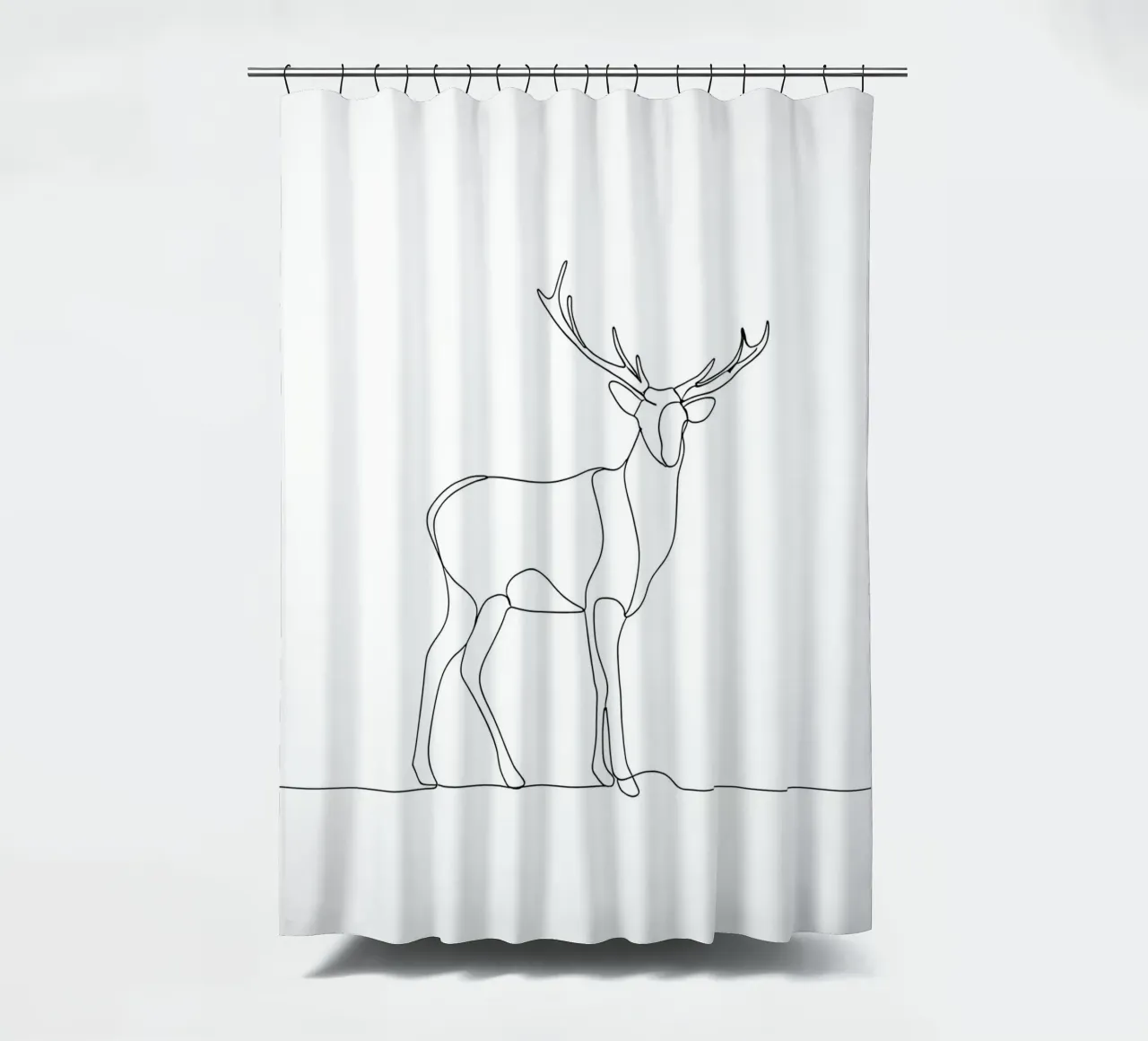 Minimalist Line Drawing of a Stag | Modern Abstract Art shower curtain by Viv Line Art