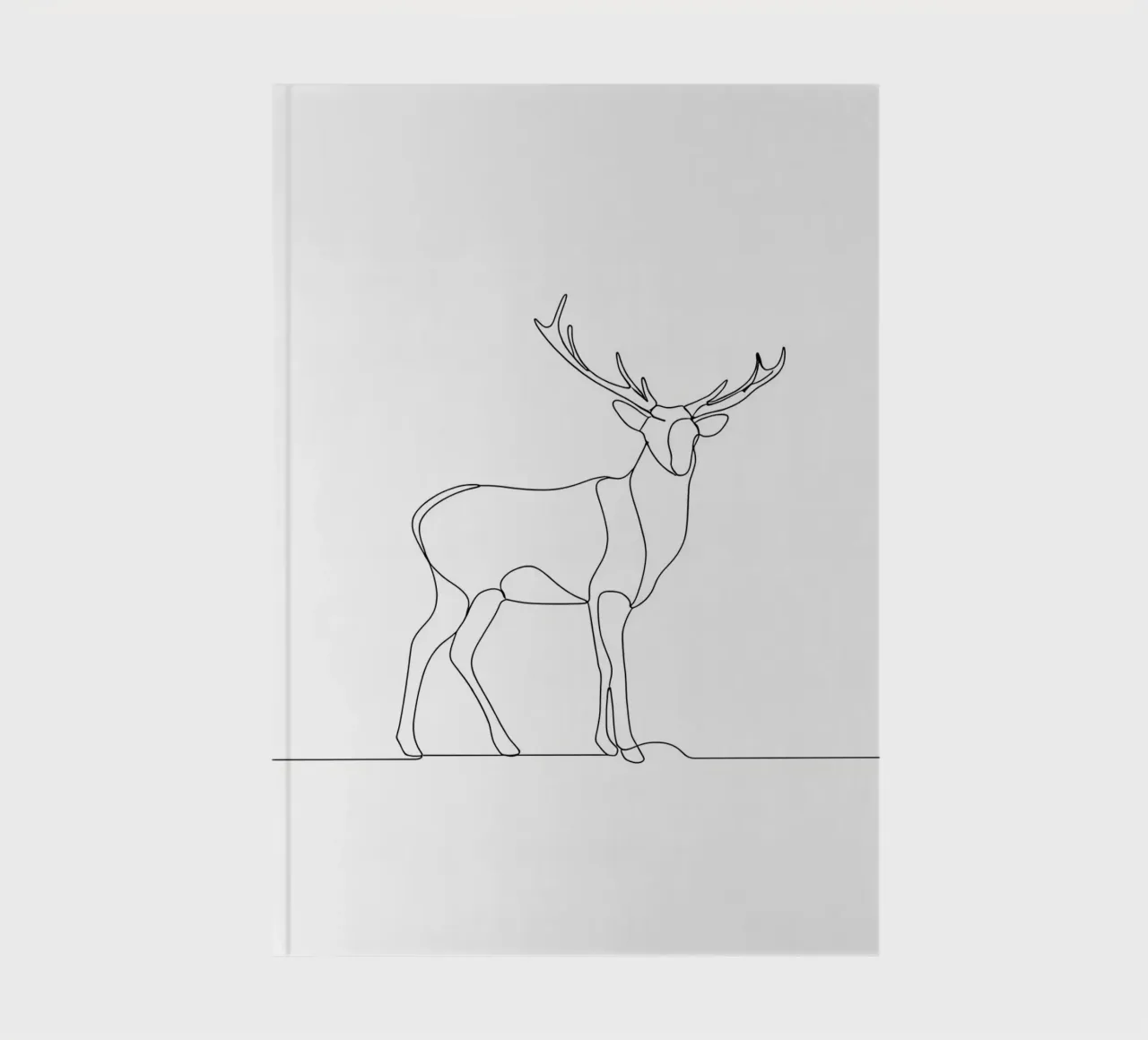 Dessin au trait minimaliste d'un cerf | Modern Abstract Art carnet de notes de Viv Line Art