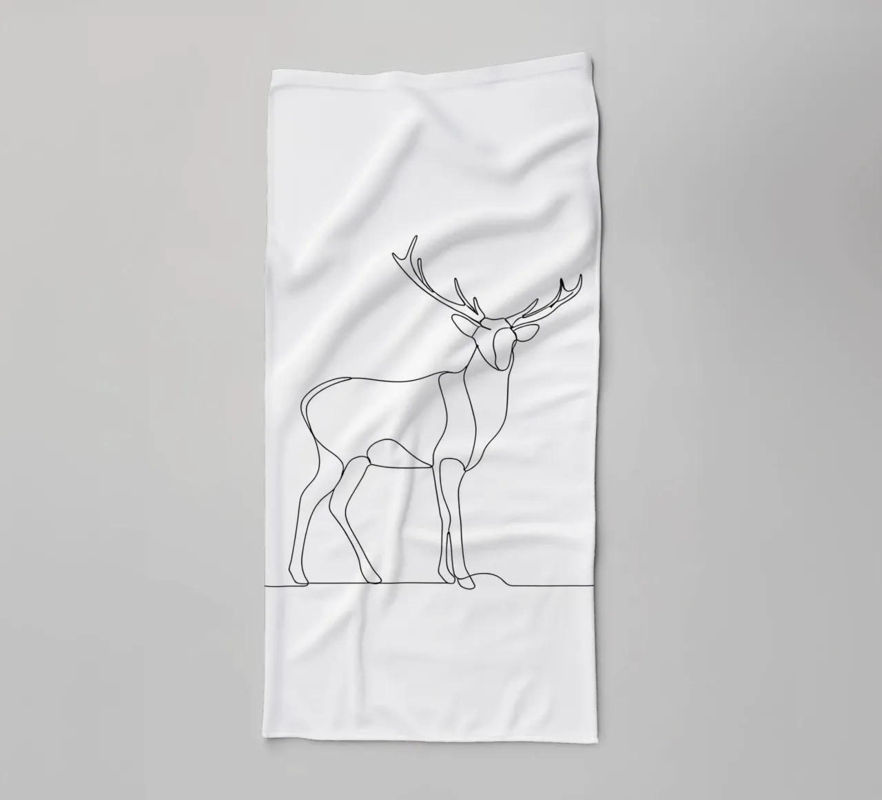 Dessin au trait minimaliste d'un cerf | Modern Abstract Art serviette de bain de Viv Line Art