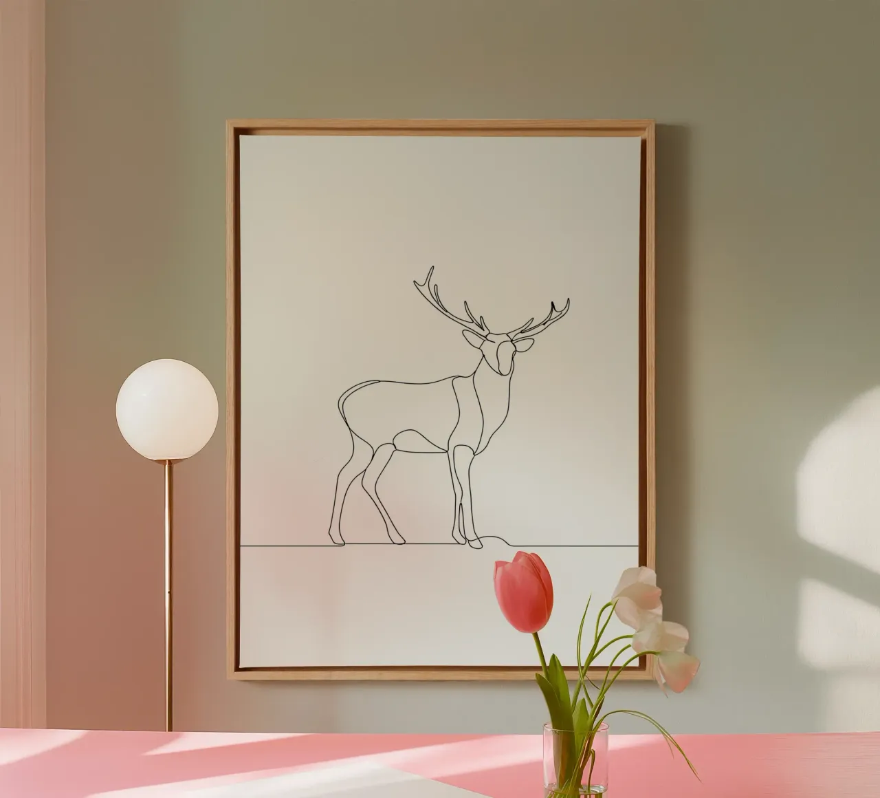 Minimalist Line Drawing of a Stag | Modern Abstract Art canvas by Viv Line Art