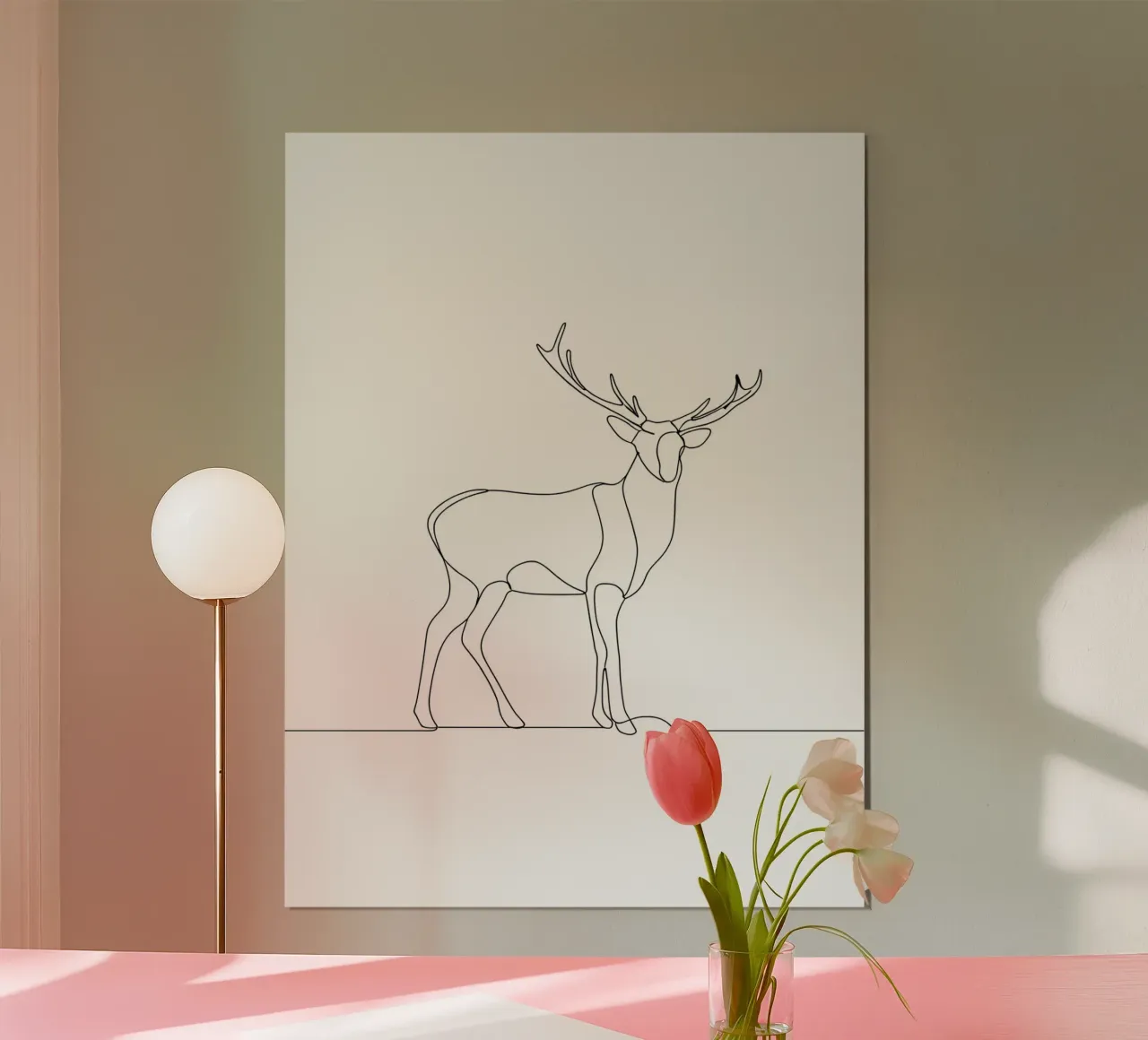 Dessin au trait minimaliste d'un cerf | Modern Abstract Art hahnemühle de Viv Line Art