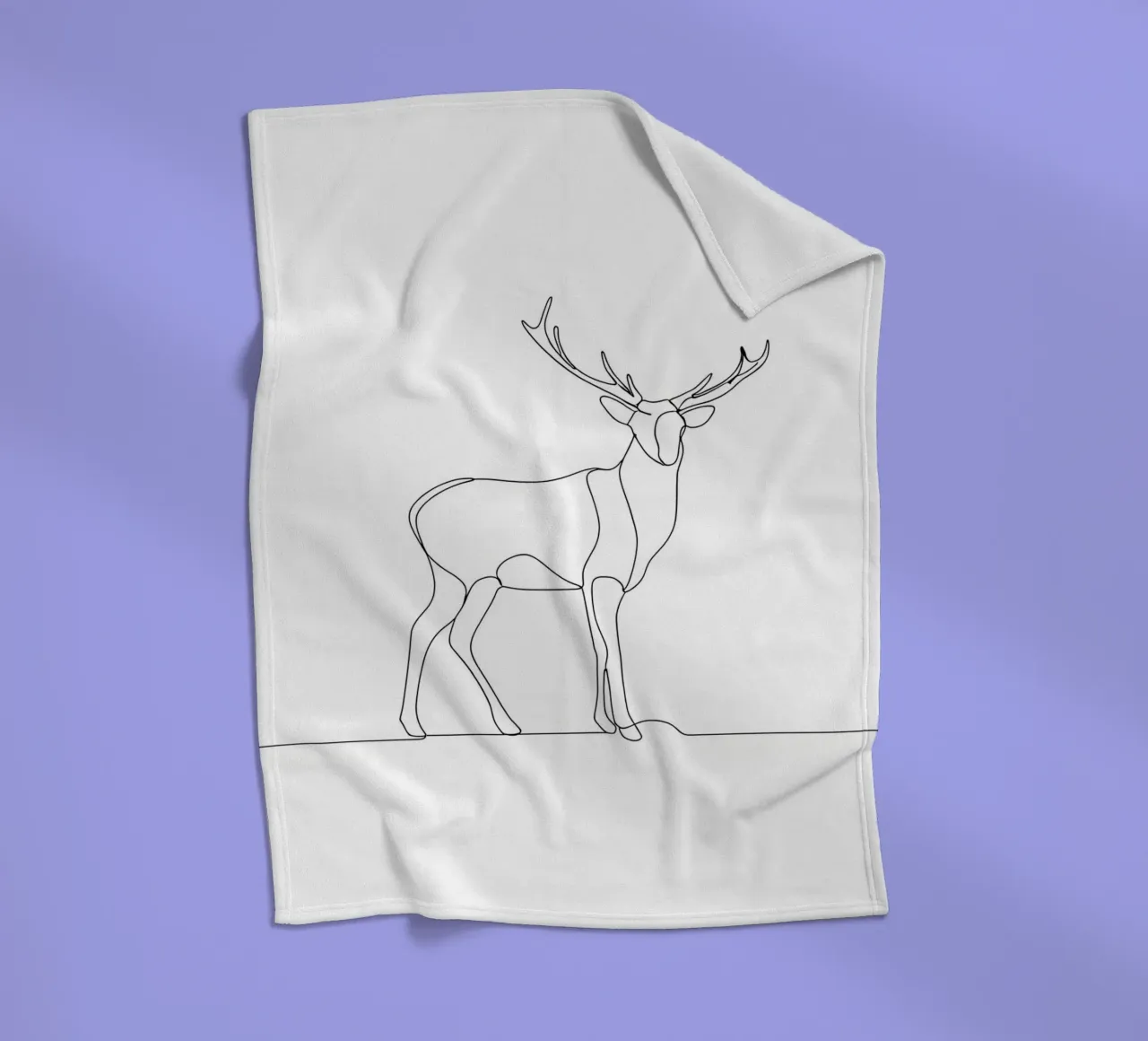 Minimalist Line Drawing of a Stag | Modern Abstract Art fleece blanket by Viv Line Art