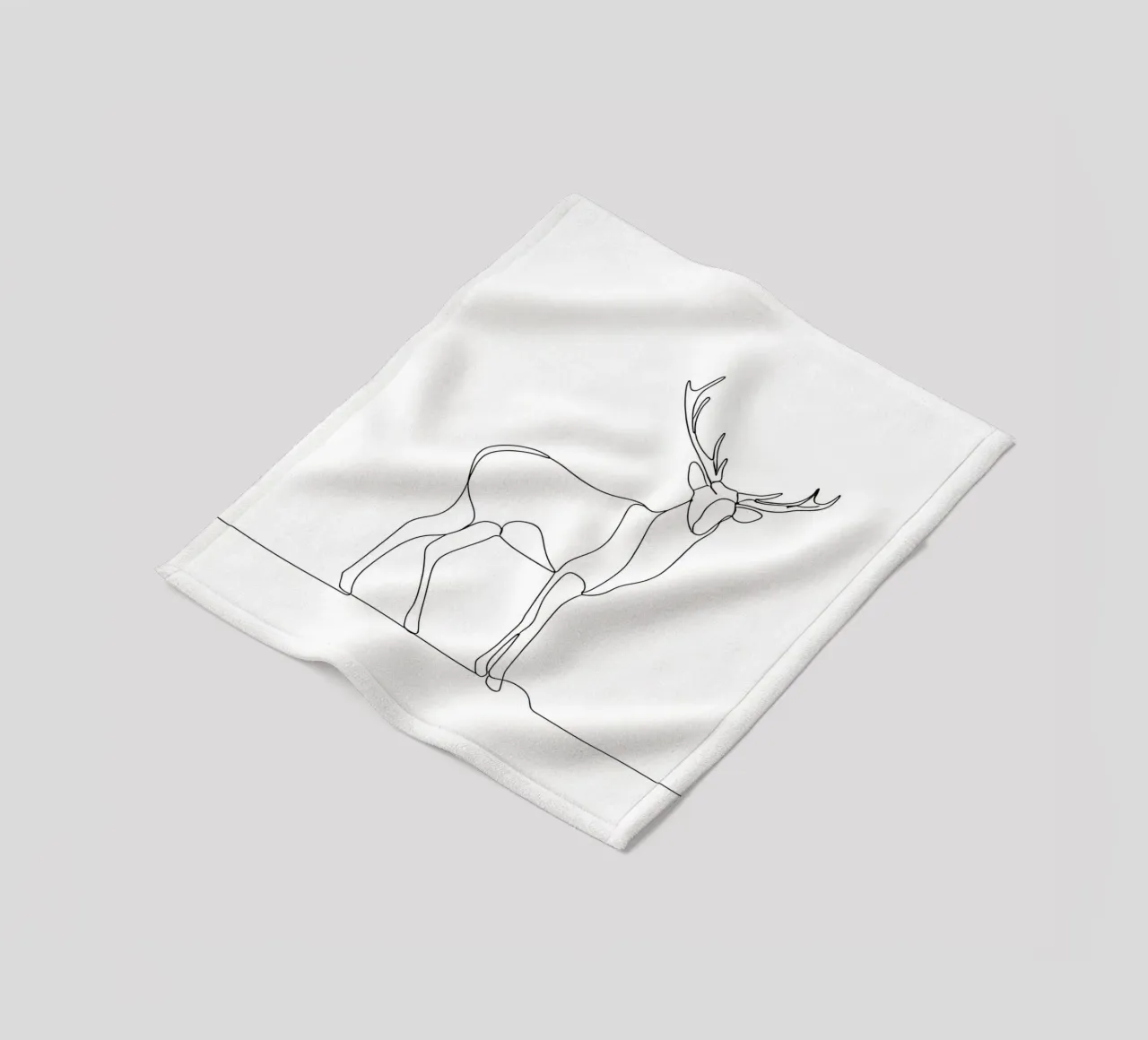 Minimalist Line Drawing of a Stag | Modern Abstract Art fleece blanket by Viv Line Art