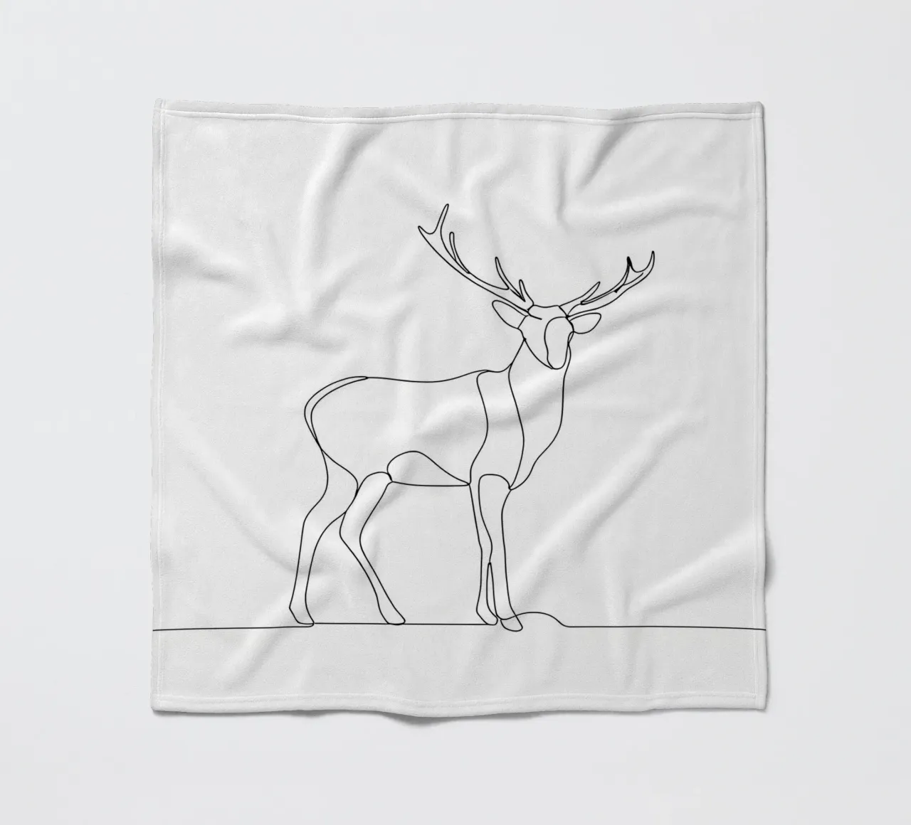 Minimalist Line Drawing of a Stag | Modern Abstract Art fleece blanket by Viv Line Art