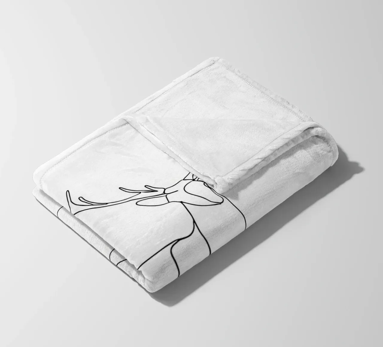 Minimalist Line Drawing of a Stag | Modern Abstract Art fleece blanket by Viv Line Art
