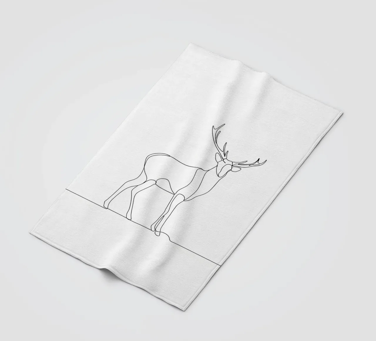 Minimalist Line Drawing of a Stag | Modern Abstract Art fleece blanket by Viv Line Art
