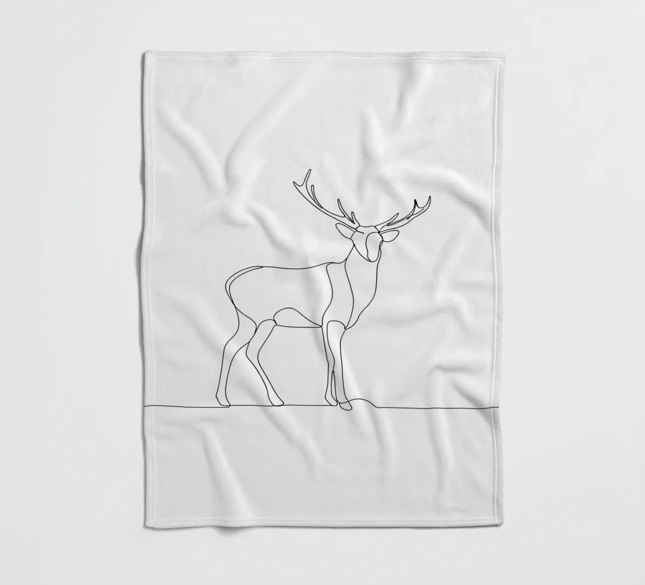 Minimalist Line Drawing of a Stag | Modern Abstract Art fleece blanket by Viv Line Art