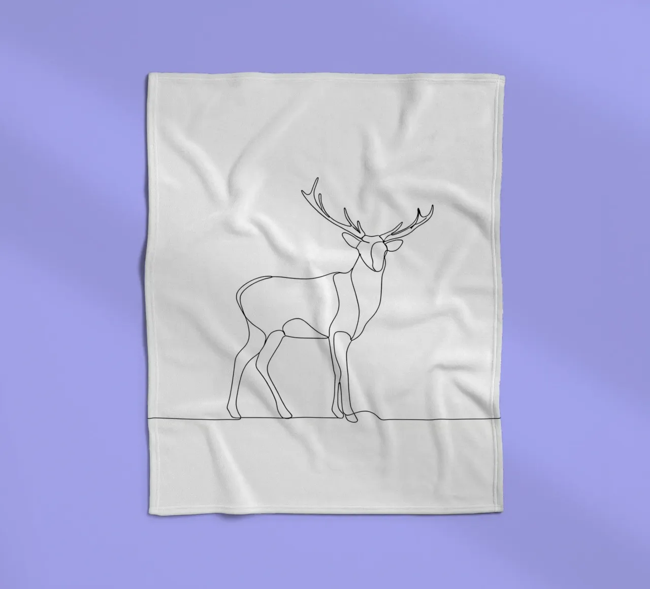 Minimalist Line Drawing of a Stag | Modern Abstract Art fleece blanket by Viv Line Art