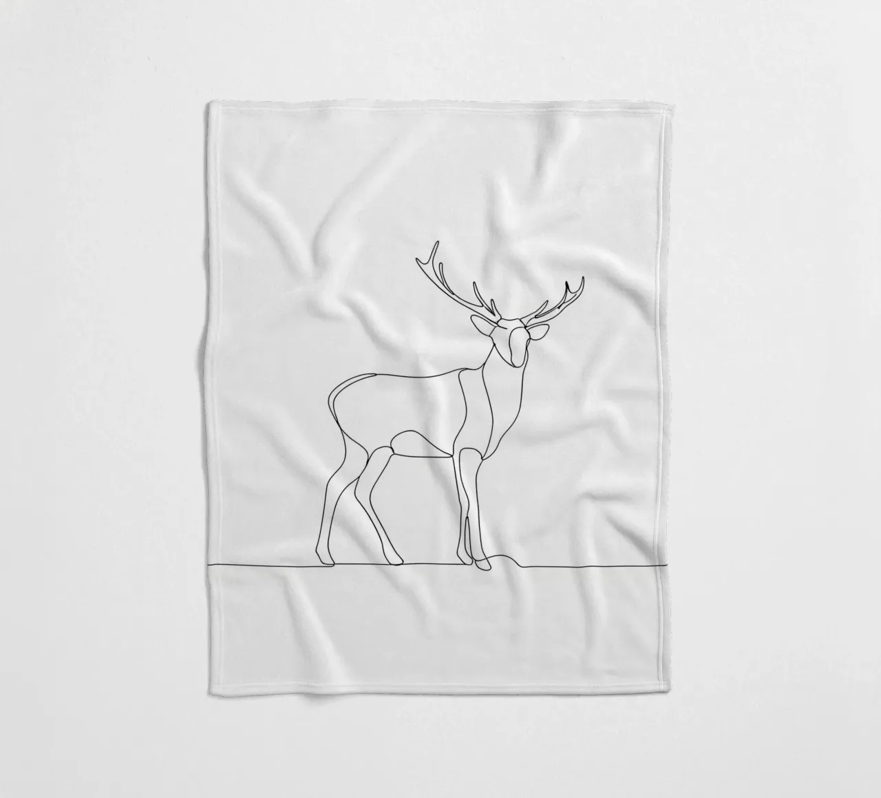 Minimalist Line Drawing of a Stag | Modern Abstract Art fleece blanket by Viv Line Art