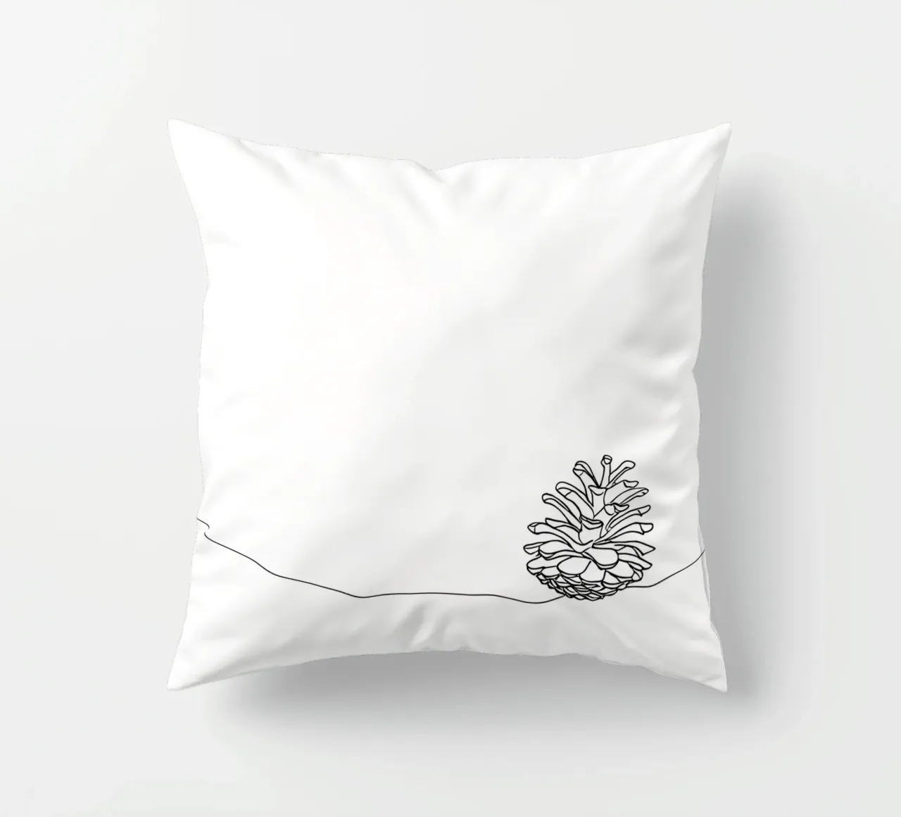 Minimalist Line Drawing of a Pine Cone | Modern Abstract Art decorative cushion by Viv Line Art