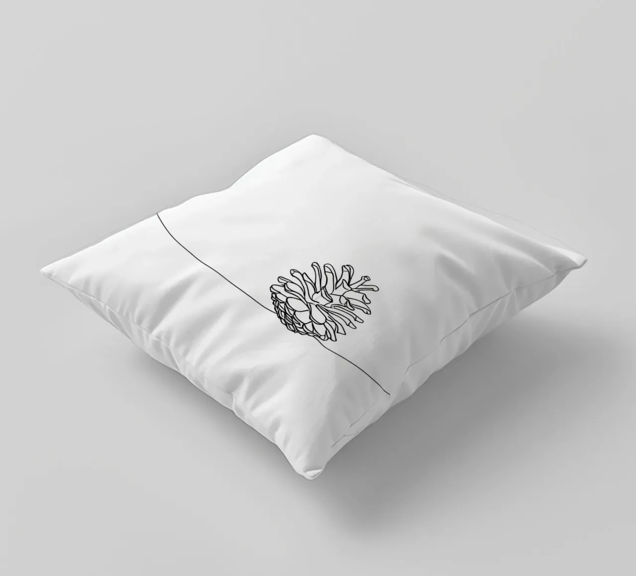 Minimalist Line Drawing of a Pine Cone | Modern Abstract Art decorative cushion by Viv Line Art