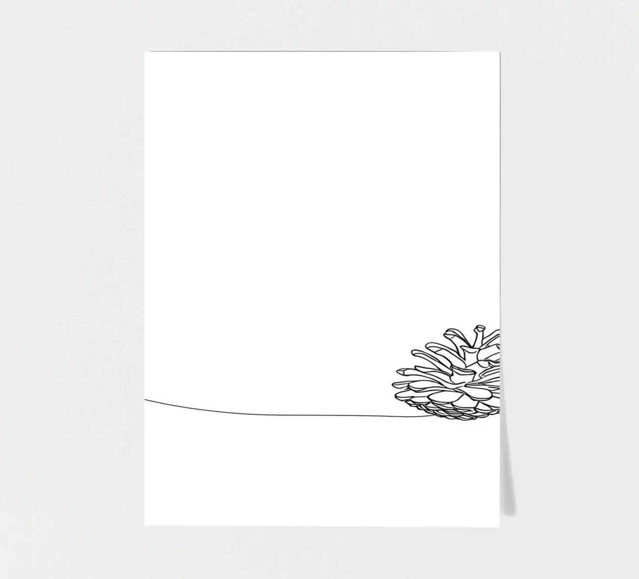 Dessin au trait minimaliste d'une pomme de pin | Modern Abstract Art planche autocollant de Viv Line Art