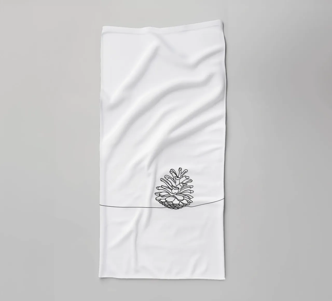 Dessin au trait minimaliste d'une pomme de pin | Modern Abstract Art serviette de bain de Viv Line Art