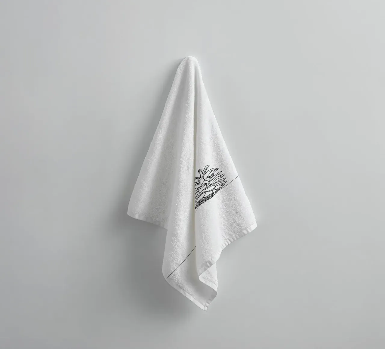 Dessin au trait minimaliste d'une pomme de pin | Modern Abstract Art serviette de bain de Viv Line Art