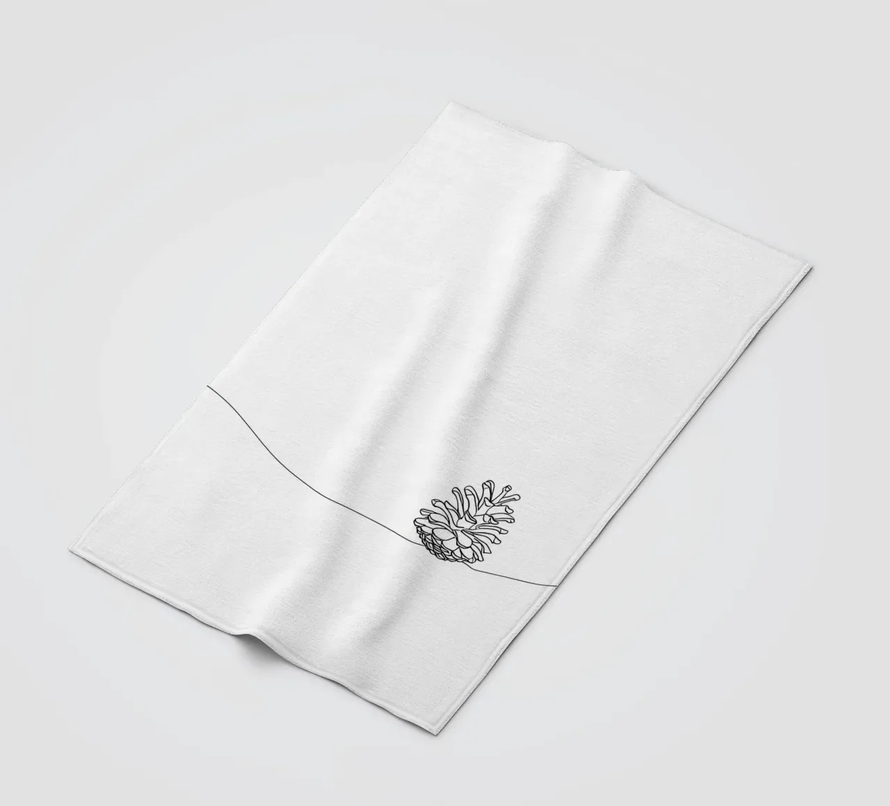 Minimalist Line Drawing of a Pine Cone | Modern Abstract Art fleece blanket by Viv Line Art