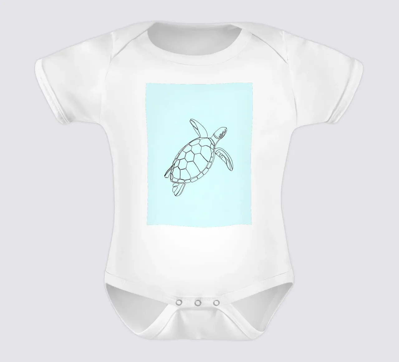Disegno lineare minimalista di una tartaruga di mare | Ar astratto moderno body neonato maniche corte da Viv Line Art