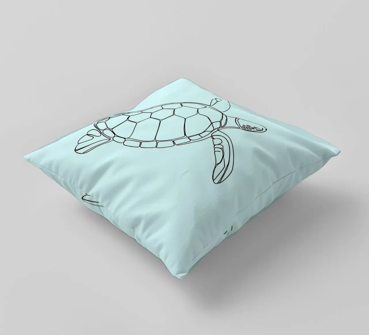 Minimalist Line Drawing of a Sea Turtle | Modern Abstract Ar decorative cushion by Viv Line Art