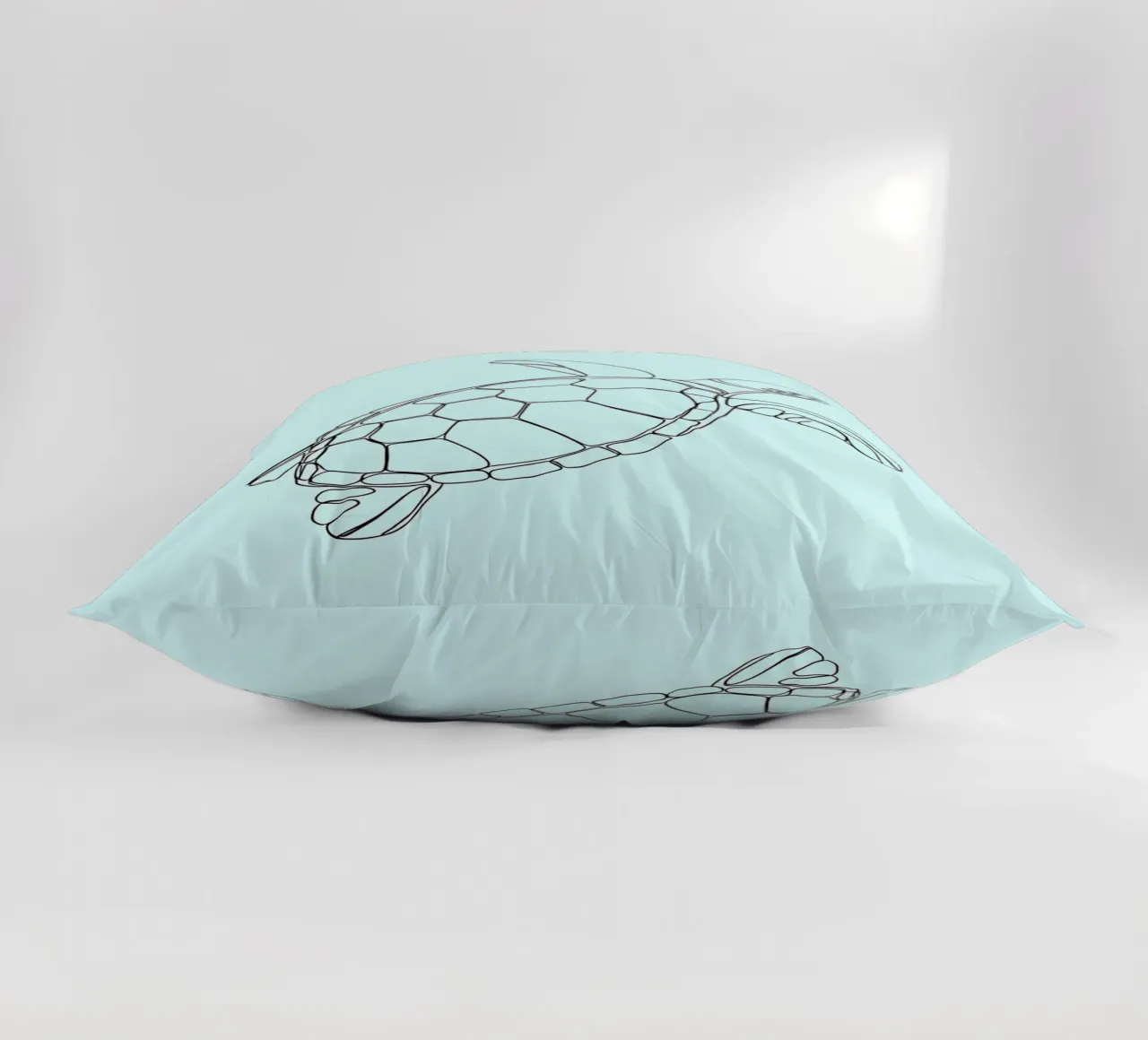 Minimalist Line Drawing of a Sea Turtle | Modern Abstract Ar decorative cushion by Viv Line Art
