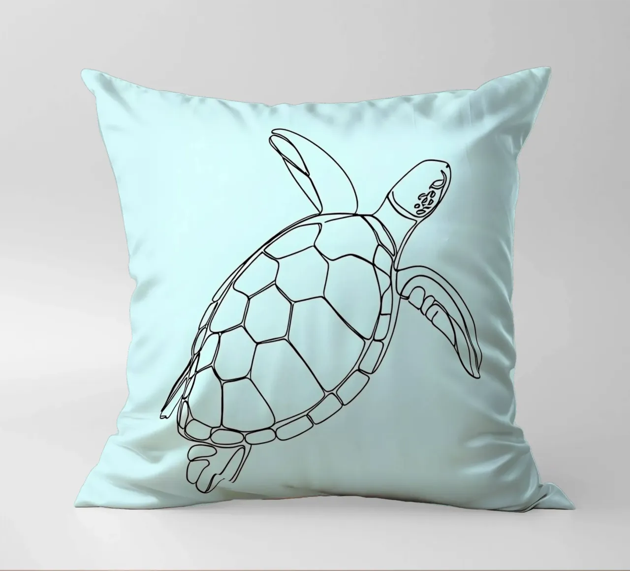 Minimalist Line Drawing of a Sea Turtle | Modern Abstract Ar decorative cushion by Viv Line Art