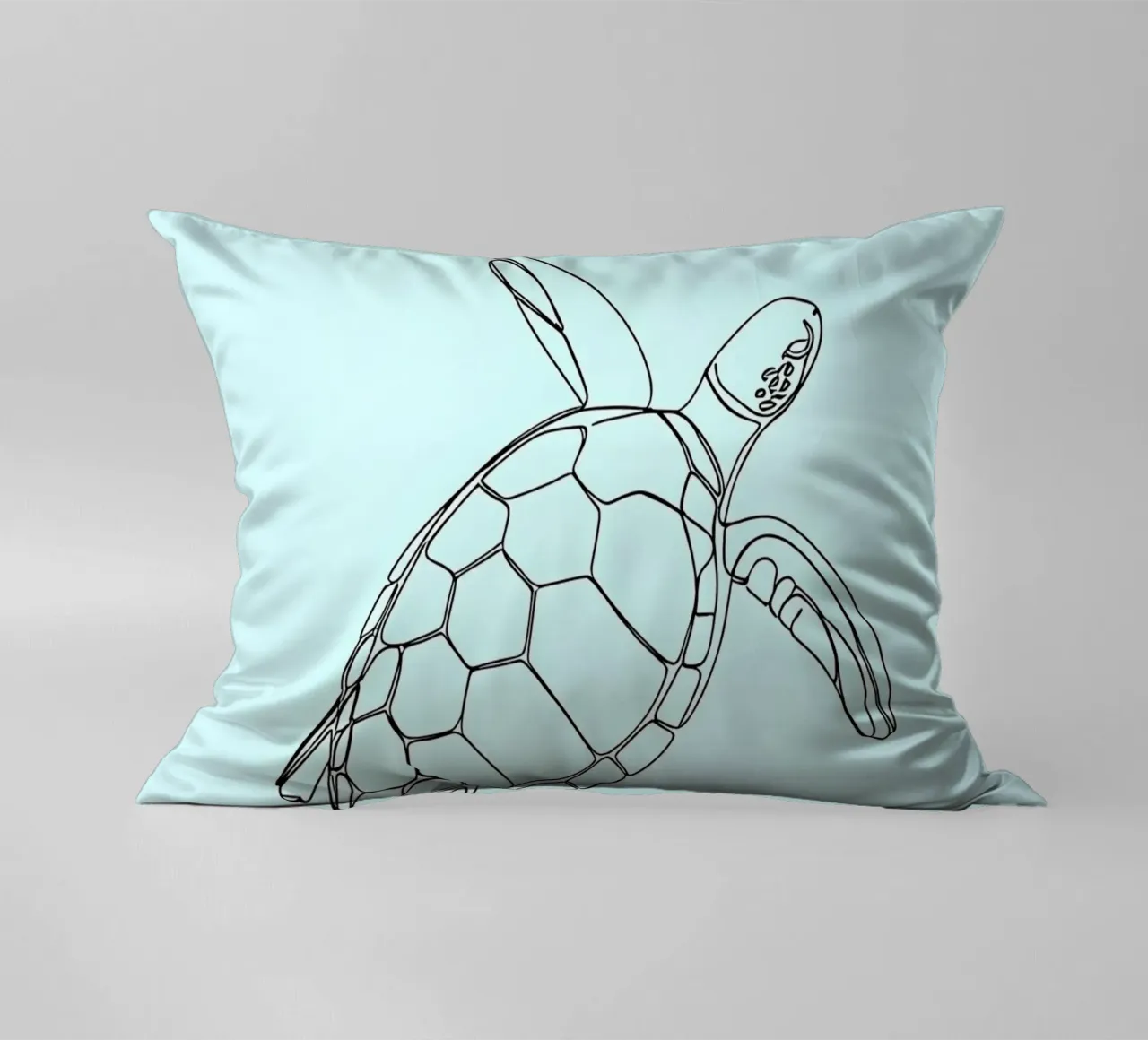 Minimalist Line Drawing of a Sea Turtle | Modern Abstract Ar decorative cushion by Viv Line Art