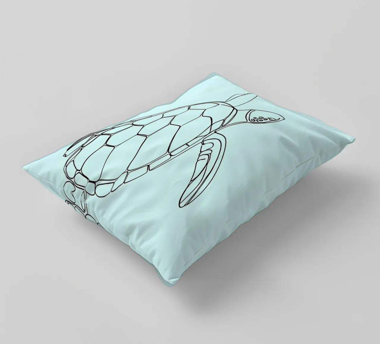 Minimalist Line Drawing of a Sea Turtle | Modern Abstract Ar decorative cushion by Viv Line Art