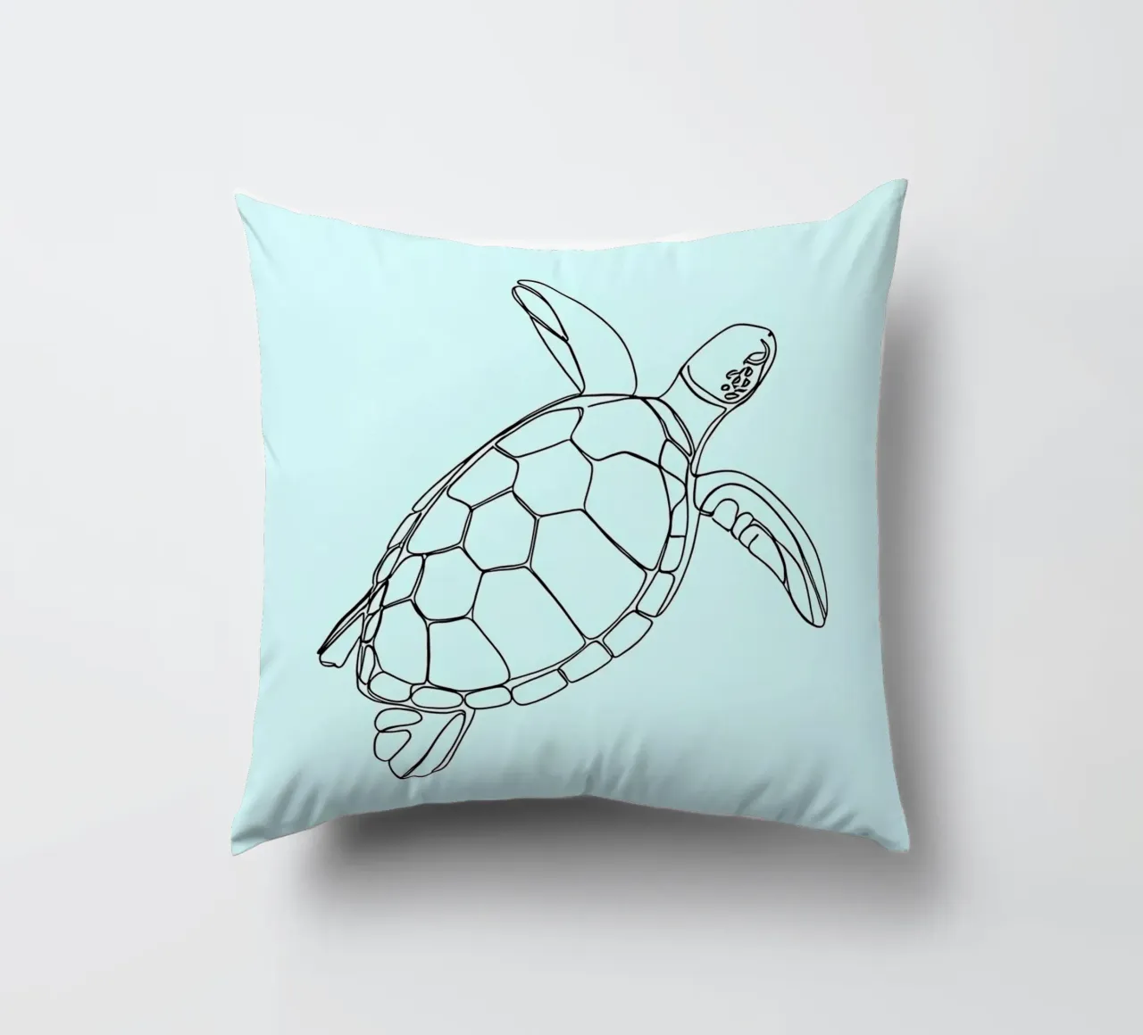 Minimalist Line Drawing of a Sea Turtle | Modern Abstract Ar decorative cushion by Viv Line Art
