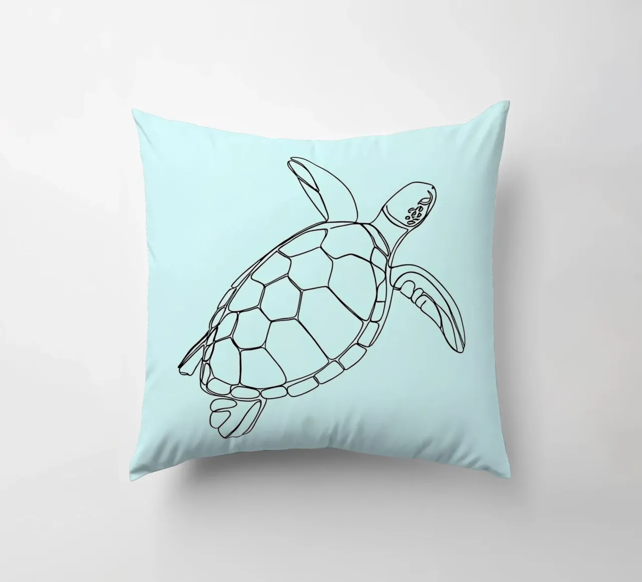 Minimalist Line Drawing of a Sea Turtle | Modern Abstract Ar decorative cushion by Viv Line Art