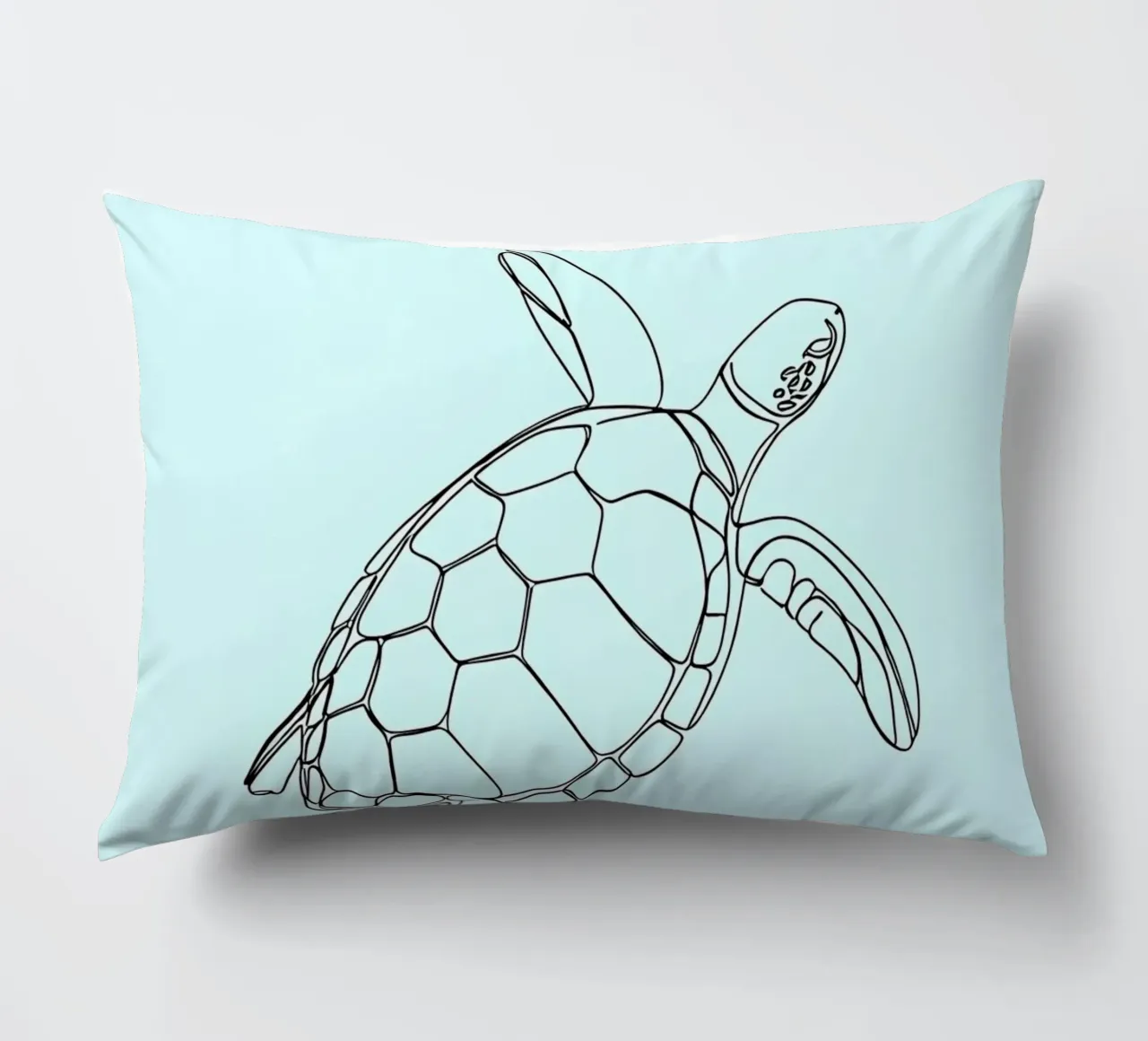 Minimalist Line Drawing of a Sea Turtle | Modern Abstract Ar decorative cushion by Viv Line Art
