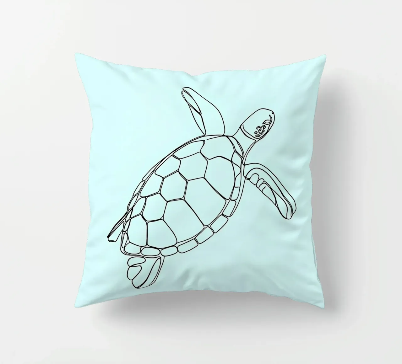 Minimalist Line Drawing of a Sea Turtle | Modern Abstract Ar decorative cushion by Viv Line Art